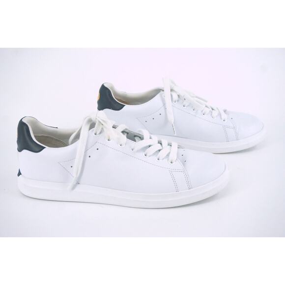 Tory Burch Howell Court White Leather Sneakers SZ 8.5 Tennis low top logo $248 - Picture 2 of 10